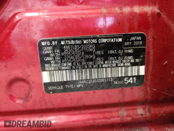 2018 Mitsubishi Outlander ES z VIN JA4AZ3A30JZ061733, wystawiony jako Copart lot #80104415 z przebiegiem 104 501 mil mil oraz Nie do naprawy • Non repairable. Historia ofert i sprzedaży dostępna na DreamBid. Obrazek 13.