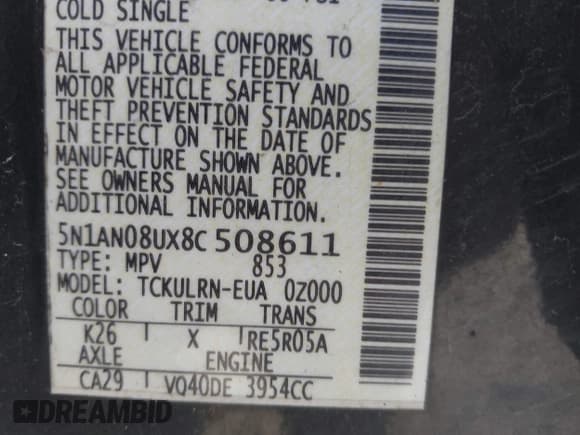 ✅ 2008 Nissan Xterra S • VIN: 5N1AN08UX8C508611 • Лот: 42235044. Опубликован ранее на IAAI с пробегом 200 186 миль. Бесплатный доступ к архиву аукционных продаж из США и подробный отчёт об истории автомобиля на DreamBid. Изображение 9.