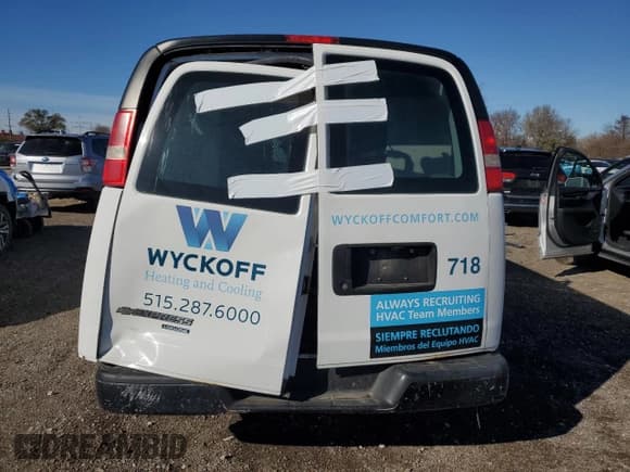 ✅ 2013 Chevrolet Express Cargo • VIN: 1GCWGGCA4D1147702 • Lot: 92169585. Listed on Copart with Not provided. Free auction sales archive from the USA and detailed vehicle history report at DreamBid. Image 6.