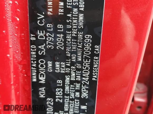 ✅ 2024 Kia Forte LXS • VIN: 3KPF24AD5RE709699 • Lot: 90314825. Wystawiony na Copart z przebiegiem 13 956 mil. Bezpłatny archiwum sprzedaży aukcyjnych z USA i szczegółowy raport historii pojazdu na DreamBid. Zdjęcie 13.