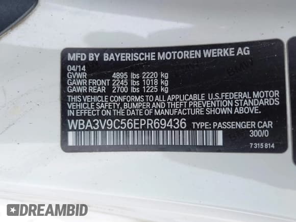 ✅ 2014 BMW 4 Series 428i xDrive • VIN: WBA3V9C56EPR69436 • Лот: 41951778. Опубликован ранее на IAAI с пробегом 169 085 миль. Бесплатный доступ к архиву аукционных продаж из США и подробный отчёт об истории автомобиля на DreamBid. Изображение 9.