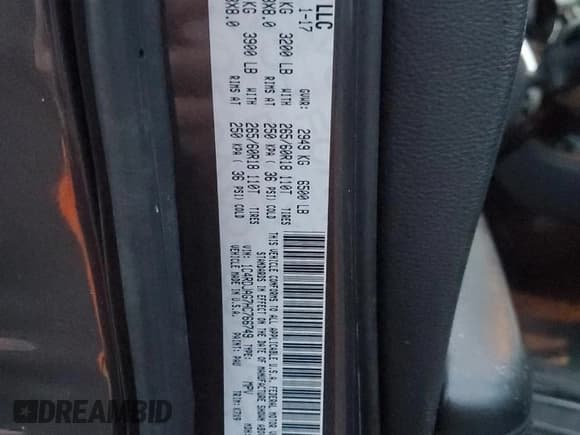 ✅ 2017 Dodge Durango SXT • VIN: 1C4RDJAG7HC766749 • Lot: 88093405. Listed on Copart with 102,592 mi. Free auction sales archive from the USA and detailed vehicle history report at DreamBid. Image 14.