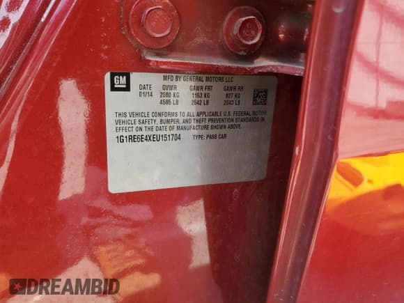 ✅ 2014 Chevrolet Volt • VIN: 1G1RE6E4XEU151704 • Lot: 60163134. Wystawiony na Copart z przebiegiem Nie podano. Bezpłatny archiwum sprzedaży aukcyjnych z USA i szczegółowy raport historii pojazdu na DreamBid. Zdjęcie 14.