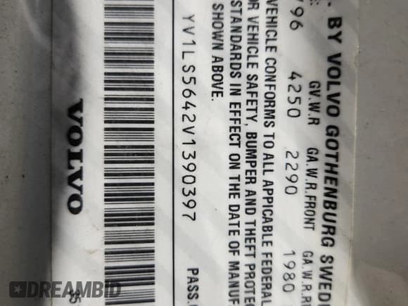 ✅ 1997 Volvo 850 • VIN: YV1LS5642V1390397 • Лот: 80966685. Опубликован ранее на Copart с пробегом 71 526 миль. Бесплатный доступ к архиву аукционных продаж из США и подробный отчёт об истории автомобиля на DreamBid. Изображение 12.