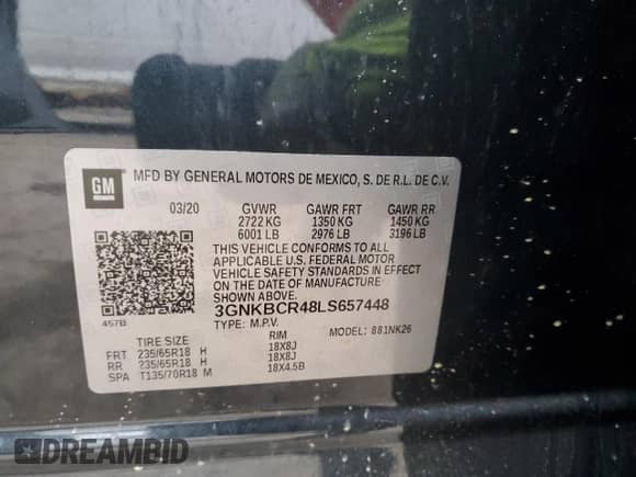 2020 Chevrolet Blazer LT with VIN 3GNKBCR48LS657448, listed as a Copart auction lot 47312344 with 40,232 mi miles and . Bid and sale history available at DreamBid. Image 15.