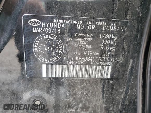 ✅ 2018 Hyundai Elantra Value Edition • VIN: KMHD84LF6JU661149 • Lot: 91263695. Listed on Copart with 126,751 mi. Free auction sales archive from the USA and detailed vehicle history report at DreamBid. Image 12.