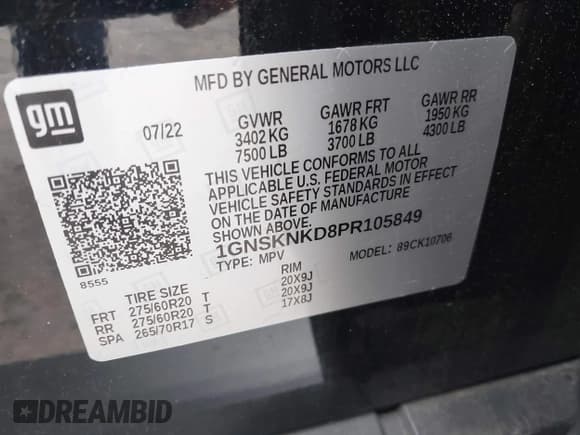 ✅ 2023 Chevrolet Tahoe LT • VIN: 1GNSKNKD8PR105849 • Lot: 42308786. Listed on IAAI with 51,748 mi. Free auction sales archive from the USA and detailed vehicle history report at DreamBid. Image 9.