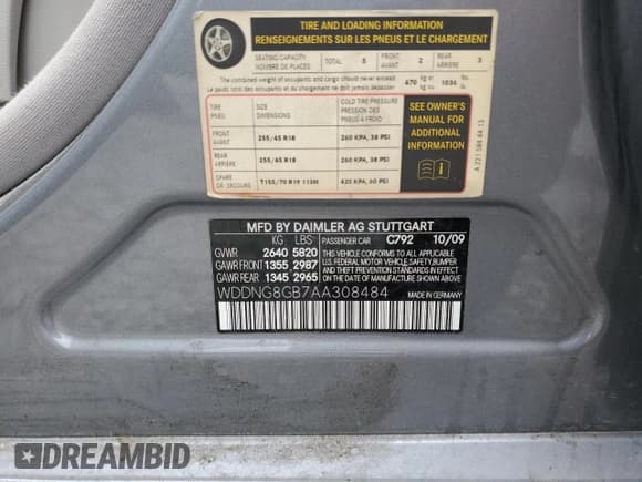 ✅ 2010 Mercedes-Benz S 550 • VIN: WDDNG8GB7AA308484 • Lot: 69215315. Listed on Copart with 94,485 mi. Free auction sales archive from the USA and detailed vehicle history report at DreamBid. Image 12.