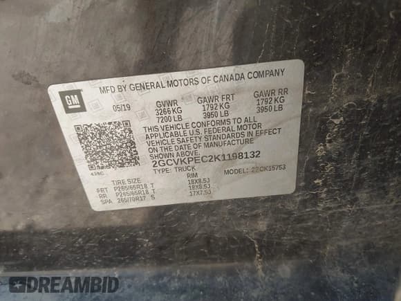 ✅ 2019 Chevrolet Silverado 1500 LT • VIN: 2GCVKPEC2K1198132 • Lot: 43262419. Wystawiony na IAAI z przebiegiem 128 687 mil. Bezpłatny archiwum sprzedaży aukcyjnych z USA i szczegółowy raport historii pojazdu na DreamBid. Zdjęcie 9.