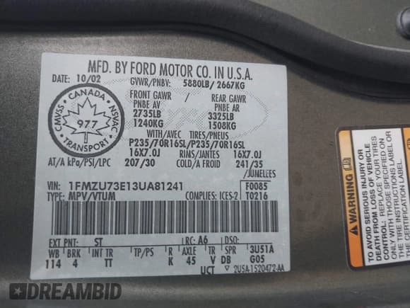 ✅ 2003 Ford Explorer XLT • VIN: 1FMZU73E13UA81241 • Lot: 41132219. Listed on IAAI with 299,709 mi. Free auction sales archive from the USA and detailed vehicle history report at DreamBid. Image 9.