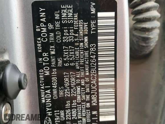 ✅ 2011 Hyundai Tucson Limited • VIN: KM8JUCAC2BU264783 • Lot: 71368135. Listed on Copart with 161,832 mi miles. Access the free auction sales archive from the USA and view a detailed vehicle history report at DreamBid. Image 13.