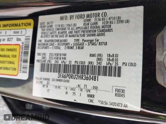 ✅ 2017 Ford Fusion Hybrid Titanium • VIN: 3FA6P0RU2HR360481 • Лот: 42902061. Опубликован ранее на IAAI с пробегом 88 086 миль. Бесплатный доступ к архиву аукционных продаж из США и подробный отчёт об истории автомобиля на DreamBid. Изображение 9.