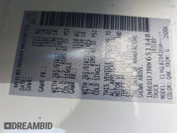 ✅ 2024 Nissan Frontier SV • VIN: 1N6ED1FJ9RN651348 • Lot: 41764980. Listed on IAAI with 12,309 mi. Free auction sales archive from the USA and detailed vehicle history report at DreamBid. Image 9.