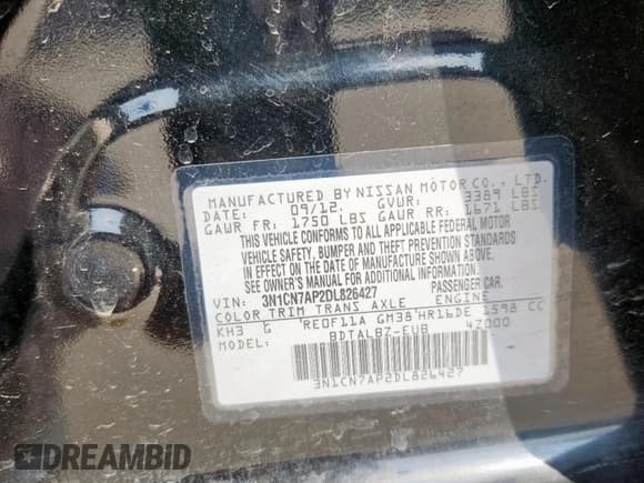 ✅ 2013 Nissan Versa SL • VIN: 3N1CN7AP2DL826427 • Lot: 70221365. Wystawiony na Copart z przebiegiem 80 458 mil. Bezpłatny archiwum sprzedaży aukcyjnych z USA i szczegółowy raport historii pojazdu na DreamBid. Zdjęcie 13.