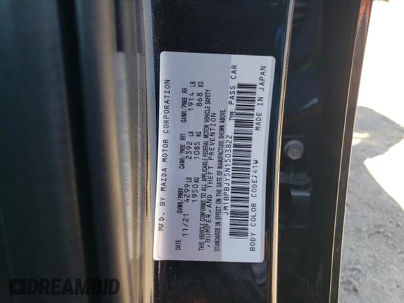 ✅ 2022 Mazda 3 2.5 Turbo • VIN: JM1BPBJY5N1503822 • Lot: 67415084. Listed on Copart with 17,891 mi. Free auction sales archive from the USA and detailed vehicle history report at DreamBid. Image 13.