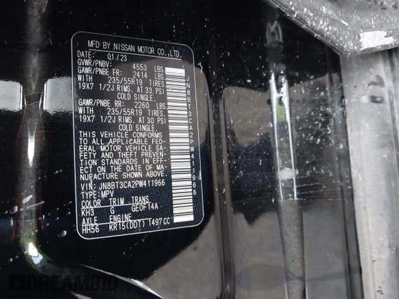 ✅ 2023 Nissan Rogue SL • VIN: JN8BT3CA2PW411966 • Lot: 41959612. Listed on IAAI with 22,033 mi. Free auction sales archive from the USA and detailed vehicle history report at DreamBid. Image 9.