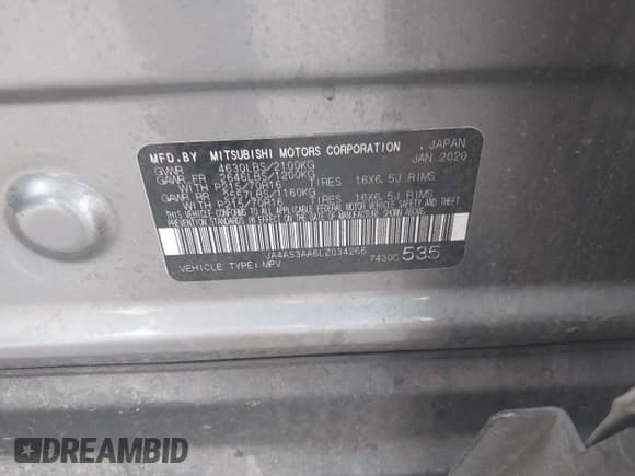 ✅ 2020 Mitsubishi Eclipse Cross ES • VIN: JA4AS3AA6LZ034266 • Lot: 43065320. Wystawiony na IAAI z przebiegiem 85 122 mil. Bezpłatny archiwum sprzedaży aukcyjnych z USA i szczegółowy raport historii pojazdu na DreamBid. Zdjęcie 9.