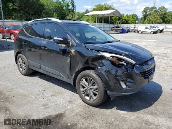 2014 Hyundai Tucson Walking Dead Edition with VIN KM8JUCAG8EU936627, listed as a Copart auction lot 56313984 with 109,412 mi miles and Salvage title. Bid and sale history available at DreamBid. Image 4.