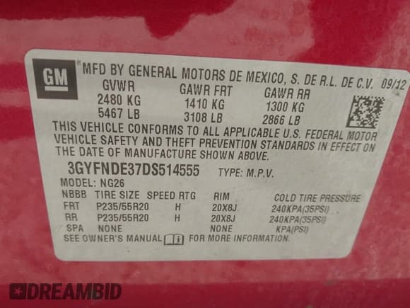 ✅ 2013 Cadillac SRX Performance Collection • VIN: 3GYFNDE37DS514555 • Лот: 43437319. Опубликован ранее на IAAI с пробегом 130 709 миль. Бесплатный доступ к архиву аукционных продаж из США и подробный отчёт об истории автомобиля на DreamBid. Изображение 9.