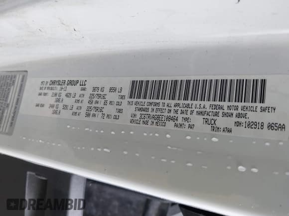 ✅ 2014 Ram ProMaster Cargo • VIN: 3C6TRVAG8EE108464 • Lot: 41743153. Wystawiony na IAAI z przebiegiem 132 749 mil. Bezpłatny archiwum sprzedaży aukcyjnych z USA i szczegółowy raport historii pojazdu na DreamBid. Zdjęcie 9.