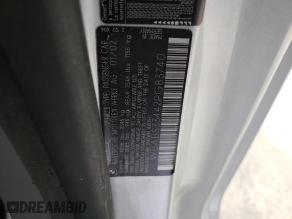 ✅ 2002 BMW 3 Series 325Ci • VIN: WBABS33442PG83740 • Lot: 61763375. Listed on Copart with 107,408 mi. Free auction sales archive from the USA and detailed vehicle history report at DreamBid. Image 12.