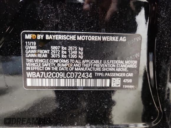 ✅ 2020 BMW 7 Series 750i xDrive • VIN: WBA7U2C09LCD72434 • Lot: 91887525. Listed on Copart with 64,383 mi. Free auction sales archive from the USA and detailed vehicle history report at DreamBid. Image 12.
