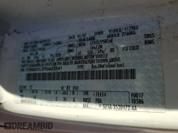 ✅ 2007 Ford Econoline Passenger XL • VIN: 1FBSS31L57DA55841 • Лот: 89831875. Опубликован ранее на Copart с пробегом Не указан. Бесплатный доступ к архиву аукционных продаж из США и подробный отчёт об истории автомобиля на DreamBid. Изображение 13.