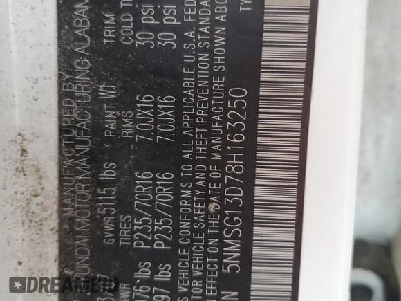 ✅ 2008 Hyundai Santa Fe GLS • VIN: 5NMSG13D78H163250 • Lot: 80938404. Listed on Copart with 256,385 mi. Free auction sales archive from the USA and detailed vehicle history report at DreamBid. Image 14.