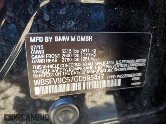 ✅ 2016 BMW M5 • VIN: WBSFV9C57GD595447 • Lot: 41343845. Wystawiony na Copart z przebiegiem 50 029 mil. Bezpłatny archiwum sprzedaży aukcyjnych z USA i szczegółowy raport historii pojazdu na DreamBid. Zdjęcie 15.