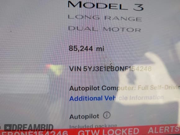 ✅ 2022 Tesla Model 3 Long Range • VIN: 5YJ3E1EB0NF154246 • Lot: 41190673. Wystawiony na IAAI z przebiegiem 85 244 mil. Bezpłatny archiwum sprzedaży aukcyjnych z USA i szczegółowy raport historii pojazdu na DreamBid. Zdjęcie 15.