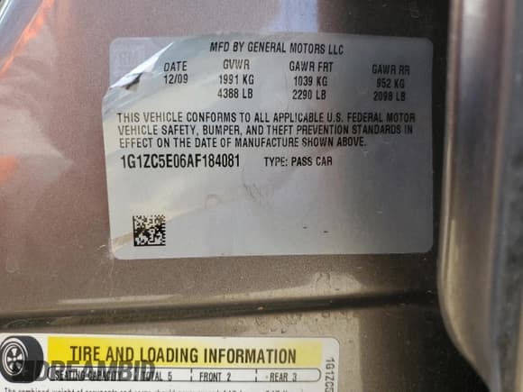 ✅ 2010 Chevrolet Malibu 1LT • VIN: 1G1ZC5E06AF184081 • Lot: 69453564. Listed on Copart with 165,662 mi. Free auction sales archive from the USA and detailed vehicle history report at DreamBid. Image 13.