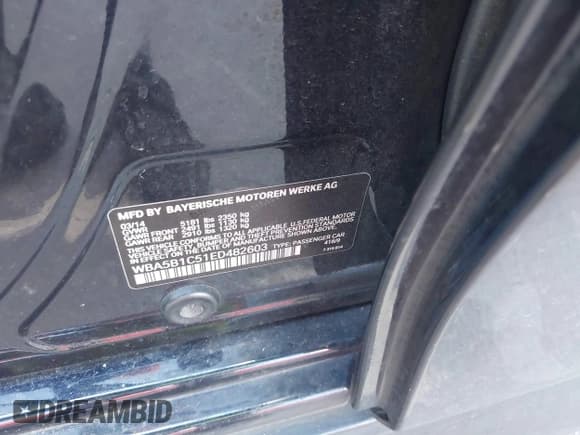 ✅ 2014 BMW 5 Series 535i • VIN: WBA5B1C51ED482603 • Lot: 43446526. Listed on IAAI with 103,217 mi. Free auction sales archive from the USA and detailed vehicle history report at DreamBid. Image 9.