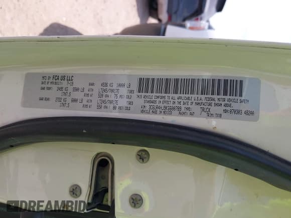 ✅ 2019 Ram 2500 Tradesman • VIN: 3C6UR4HJ9KG600789 • Лот: 42057857. Опубликован ранее на IAAI с пробегом 177 514 миль. Бесплатный доступ к архиву аукционных продаж из США и подробный отчёт об истории автомобиля на DreamBid. Изображение 9.