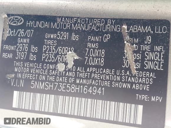 ✅ 2008 Hyundai Santa Fe SE • VIN: 5NMSH73E58H164941 • Лот: 43450202. Опубликован ранее на IAAI с пробегом 198 060 миль. Бесплатный доступ к архиву аукционных продаж из США и подробный отчёт об истории автомобиля на DreamBid. Изображение 9.