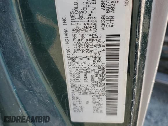 ✅ 2002 Toyota Tundra SR5 • VIN: 5TBRN34152S258021 • Лот: 70700235. Опубликован ранее на Copart с пробегом 321 617 миль. Бесплатный доступ к архиву аукционных продаж из США и подробный отчёт об истории автомобиля на DreamBid. Изображение 13.