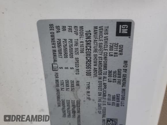 ✅ 2012 Chevrolet Tahoe LTZ • VIN: 1GNSKCE0XCR266100 • Lot: 90114195. Wystawiony na Copart z przebiegiem 297 577 mil. Bezpłatny archiwum sprzedaży aukcyjnych z USA i szczegółowy raport historii pojazdu na DreamBid. Zdjęcie 13.