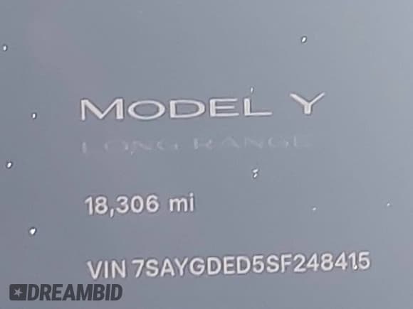 ✅ 2025 Tesla Model Y Long Range • VIN: 7SAYGDED5SF248415 • Лот: 43464829. Опубликован ранее на IAAI с пробегом 18 306 миль. Бесплатный доступ к архиву аукционных продаж из США и подробный отчёт об истории автомобиля на DreamBid. Изображение 15.