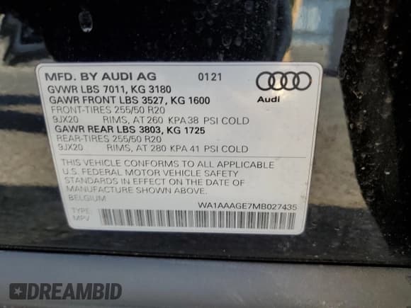 ✅ 2021 Audi e-tron Premium • VIN: WA1AAAGE7MB027435 • Lot: 73369172. Wystawiony na Copart z przebiegiem 11 095 mil. Bezpłatny archiwum sprzedaży aukcyjnych z USA i szczegółowy raport historii pojazdu na DreamBid. Zdjęcie 13.