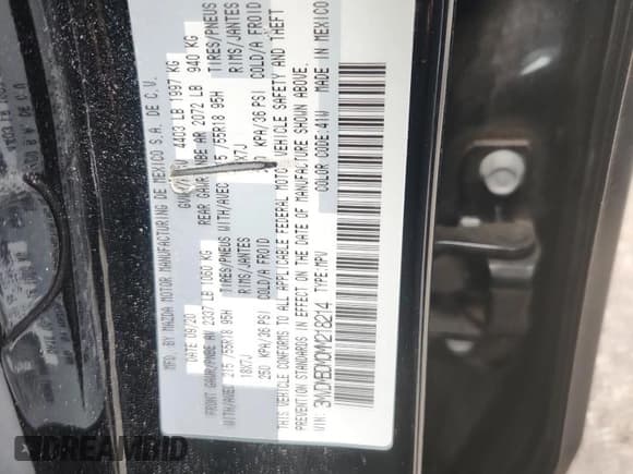 ✅ 2021 Mazda CX-30 Premium • VIN: 3MVDMBDM0MM218214 • Lot: 92629905. Listed on Copart with 75,604 mi. Free auction sales archive from the USA and detailed vehicle history report at DreamBid. Image 14.