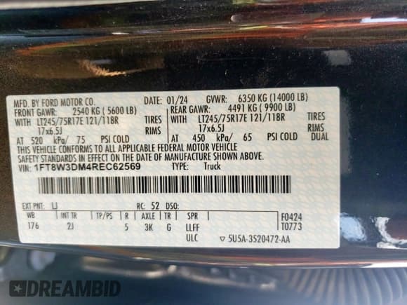 ✅ 2024 Ford F-350 XL • VIN: 1FT8W3DM4REC62569 • Лот: 58057795. Опубликован ранее на Copart с пробегом Не указан. Бесплатный доступ к архиву аукционных продаж из США и подробный отчёт об истории автомобиля на DreamBid. Изображение 12.