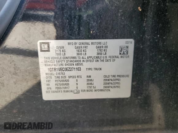 ✅ 2014 GMC Sierra 1500 SLT • VIN: 1GTR1VEC0EZ271163 • Lot: 59708545. Listed on Copart with 145,148 mi. Free auction sales archive from the USA and detailed vehicle history report at DreamBid. Image 12.