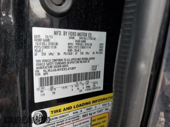 ✅ 2014 Lincoln Navigator • VIN: 5LMJJ2J5XEEL01207 • Лот: 84244295. Опубликован ранее на Copart с пробегом 163 757 миль. Бесплатный доступ к архиву аукционных продаж из США и подробный отчёт об истории автомобиля на DreamBid. Изображение 13.