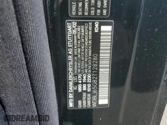 ✅ 2002 Mercedes-Benz CLK 320/430 • VIN: WDBLJ65G82T128280 • Lot: 58220555. Listed on Copart with 135,923 mi. Free auction sales archive from the USA and detailed vehicle history report at DreamBid. Image 12.