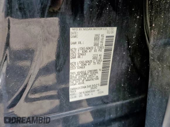 ✅ 2016 Nissan Titan SL • VIN: 1N6BA1F20GN503025 • Lot: 69085215. Wystawiony na Copart z przebiegiem 118 370 mil. Bezpłatny archiwum sprzedaży aukcyjnych z USA i szczegółowy raport historii pojazdu na DreamBid. Zdjęcie 12.