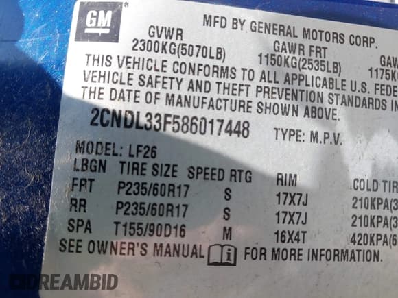 ✅ 2008 Chevrolet Equinox LT • VIN: 2CNDL33F586017448 • Лот: 42322387. Опубликован ранее на IAAI с пробегом 178 743 миль. Бесплатный доступ к архиву аукционных продаж из США и подробный отчёт об истории автомобиля на DreamBid. Изображение 9.