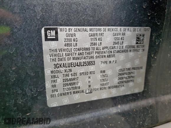 ✅ 2018 GMC Terrain SLE Diesel • VIN: 3GKALUEU4JL253653 • Лот: 95000065. Опубликован ранее на Copart с пробегом 148 501 миль. Бесплатный доступ к архиву аукционных продаж из США и подробный отчёт об истории автомобиля на DreamBid. Изображение 13.