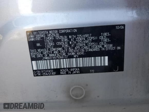 ✅ 2007 Toyota RAV4 Limited • VIN: JTMBD31V675066137 • Lot: 89514615. Wystawiony na Copart z przebiegiem 77 805 mil. Bezpłatny archiwum sprzedaży aukcyjnych z USA i szczegółowy raport historii pojazdu na DreamBid. Zdjęcie 13.