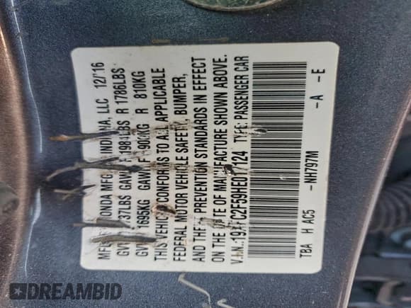 ✅ 2017 Honda Civic LX • VIN: 19XFC2F59HE017124 • Lot: 94428665. Wystawiony na Copart z przebiegiem 141 765 mil. Bezpłatny archiwum sprzedaży aukcyjnych z USA i szczegółowy raport historii pojazdu na DreamBid. Zdjęcie 12.