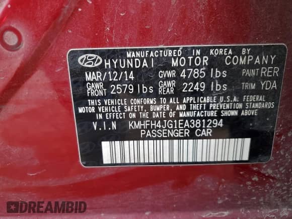 2014 Hyundai Azera Limited с VIN KMHFH4JG1EA381294, выставлен на аукционе Copart как лот 82533394 с пробегом 149 025 миль миль и Списание • Salvage title. История ставок и продаж доступна на DreamBid. Изображение 14.