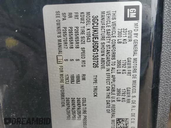 ✅ 2013 Chevrolet Silverado 1500 1HY • VIN: 3GCUKUEJ6DG130726 • Lot: 51136755. Listed on Copart with 279,793 mi. Free auction sales archive from the USA and detailed vehicle history report at DreamBid. Image 12.